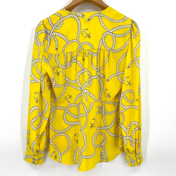 Cabi Reef Knot Blouse #5707 Plunging V-Neck Fitted Waist Bell Sleeve Top, Medium - Picture 14 of 17